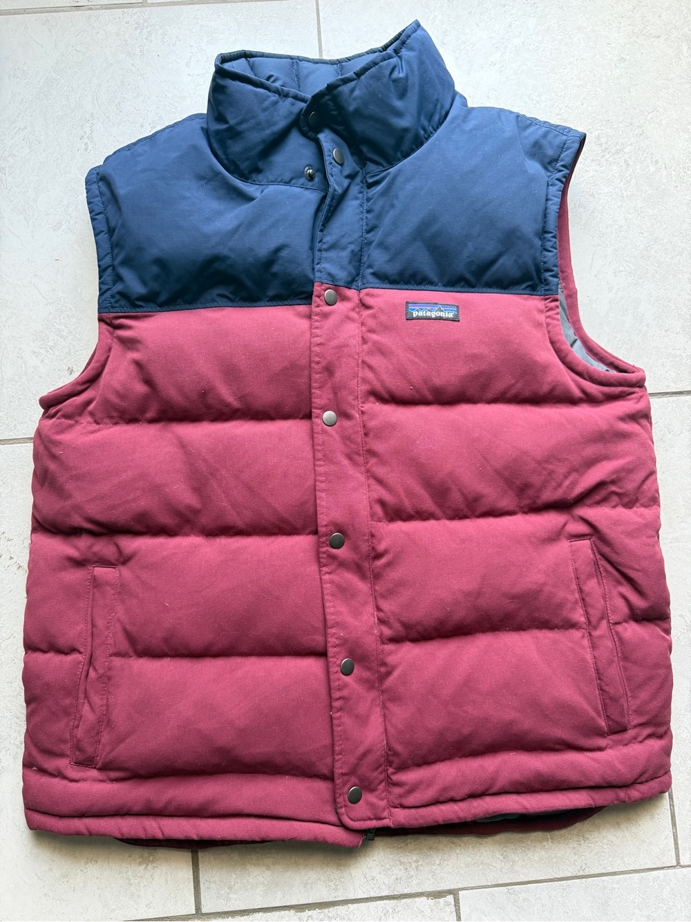 Patagonia Quilted Puffer Vest - Navy & Burgundy